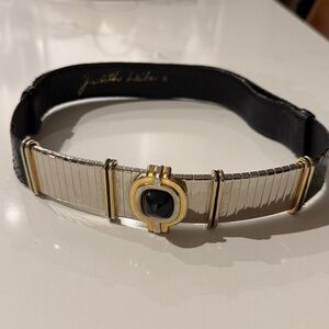 Vintage 90s Judith Leiber Black leather adjustable belt